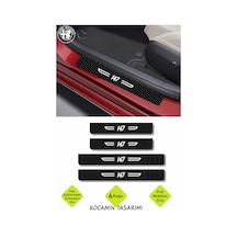 Alfa Romeo 147 Yazılı Karbon Kapı Eşiği Siyah Beyaz Dekoratif Kapı Koruyucu 4'lü Set Alfa Romeo 147