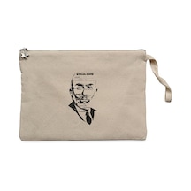 Mehmet Akif Ersoy İstiklal Marşı Krem Clutch Astarlı Cüzdan / El Çantası