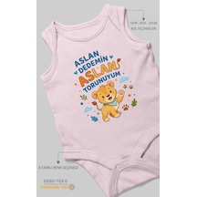 Morivokids Aslan Dedemin Aslan Torunuyum Sıfır Kollu Bebek Zıbını %100 Pamuk Bebe Pembe