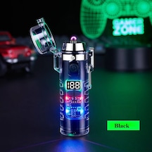 Açık Geçirmez Çakmak Şeffaf Kabuk Elekikli Çakmak Kamp Aracı Torch Çakmak Su Black Siyah