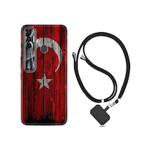 Tecno Spark 7 Pro Kılıf Boyun Askılı Şanlı Türk Bayrağı 2 1317 Siyah