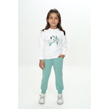 Toontoy Kids Toontoy Kız Çocuk Zürafa Baskılı Eşofman Takım Yeşil