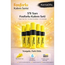 5 Li Sarı Fosforlu Kalem Seti Su Bazlı, 3 Uçlu, Yoğun Pigment Sarı