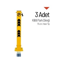 Kilitli Otopark Direği 75 Cm, Yatar Tip Park Bariyeri 3 Adet-3973