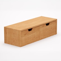 Desna Tek Katlı İki Çekmeceli Mini Dolap 34 Cm Uzunluk X 12.1 Cm Genişlik X 9.6 Cm Woodsaka Doğal Ahşap