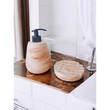 Marble Bej Serisi Sıvı Ve Katı Sabunluk Seti Gri