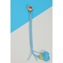 E&f Store El Örmesi Doğal Ahşap Emzik Askısı - Kaplumbağa - Bebe Mavi Bebek Mavisi