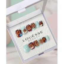 Louésse Capy Mint Takma Tırnak 12 Li Kapibara Figürlü Mint Yeşil Sevimli Nail Set