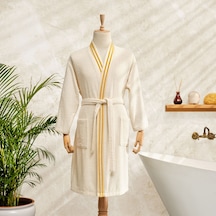 Karaca Home Minka Off White/ Gold Sonil %100 Pamuk Bornoz S/M