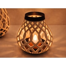 Bezos Modern Izgara Desenli Rüzgar Feneri Tealight Mumluk Dekoratif Mum Tutucu Pro Çok Renkli