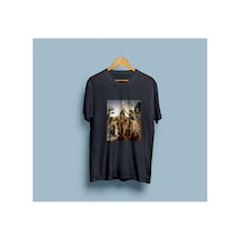 Bahriyeli Collection Oversize İsa'nın Vaftizi Tablosu Leonardo Da Vinci Tasarım Unisex T-shirt Siyah