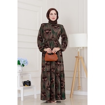 Beli Tünelli Hera Viscon Elbise-yeşil-5314 Yeşil