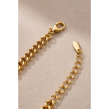 Balenbi Jewelry Kadın Taşlı Kalın Gurmet Zincir Kararmaz Çelik Bileklik Gold Renk 1132 Altın