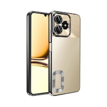 Goocamp Realme C53 Kılıf Kamera Korumalı Logo Gösteren Omega Kapak - Siyah Siyah