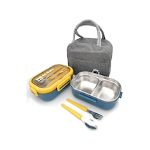 Isı Yalıtımlı Termal Çantalı Çelik Lunch Box Bpa Sız, Sızdırmaz, Çok Bölmeli Yemek Kabı Sarı Tek Renk