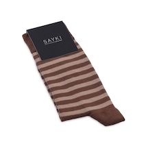 Kahverengi Çizgili Pamuklu Soket Çorap 33681 Model17