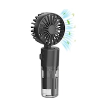 Mini Fan Şarjlı El Fanı Siyah Boyuna Asmalı Usb Type-c Şarjlı 4 Kademeli Taşınabilir Vantilatör Serinletici Fan