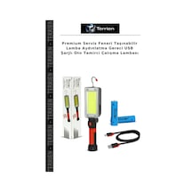 Premium Servis Feneri Taşınabilir Lamba Aydınlatma Gereci Usb Şarjlı Oto Tamirci Çalışma Lambası