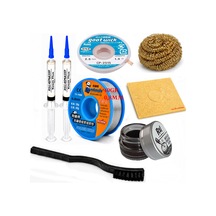 Lehimleme Seti 0,8 Mm 40 Gr Lehim Teli 2 Li Flux Cp-2515 Lehim Fitili 1fırça Ve Havya Ucu Temizleme Seti St47