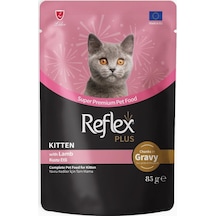 Reflex Plus Kuzulu Gravy Soslu ve Et Parçacıklı Yavru Kedi Yaş Maması 85 G