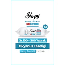 Sleepy Ocean Yüzey Temizlik Havlusu Mendili Okyanus Tazeliği 3x100 300 Yaprak Diğer