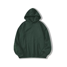Suma Erkek Düz Kapüşonlu Sweat Koyu Yeşil M Beden
