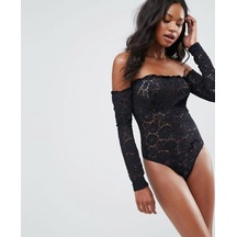 Brandpanty Jennifer Kadın Siyah Çiçek Desenli Düşük Omuz Çıtçıtlı Çok Renkli