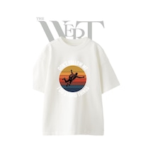Thewert Skydiver Sunset Tasarım Baskılı Ünisex Beyaz Oversize T-shirt