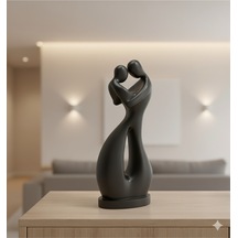 İki Kalp Bir Aşk Modern Siyah 3d Baskı Çift Heykeli 15 Cm Pla Malzeme Romantik Ev Dekoru