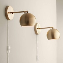 Rsylight Retro Eskitme Kaplama Ledli Metal Mafsallı Kablolu Fişli Dekoratif Rustik Aplik Günışığı Ampullü Siyah