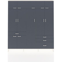 Arges Dolap 11 Raflı 4 Çekmeceli 2 Askılı 220x30x243 Aytaşı-antrasit/antrasit Antrasıt/antrasıt