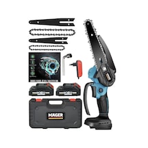 Mager Çift Akülü Kömürsüz Motor Extra Konfor 88watt.10 Ah Zincirli Çift Pala Dal Budama Makinası