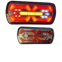 12v-24v Ultra Neon Led Dikdörtgen Stop Lambası 2 Adet Kurtarıcı Çekici Römork Karavan Kamyon Uyumlu