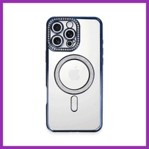Bezos İphone 16 Pro Max Uyumlu Kılıf Joke Simli Magneticsafe Kılıf - Lacivert Bty