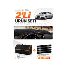 Chevrolet Cruze J300 Makyajsız 2008-2011 Uyumlu Torpido Örtüsü Deri Çanta Seti - Siyah Kahverengi
