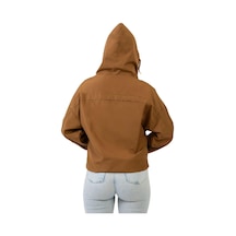 Spor Kadın Kapüşonlu Su Ve Rüzgar Geçirmez Oversize Yağmurluk - Rüzgarlık-132 Taba