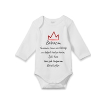 Babylimon Unisex Bebek Ilk Babalar Günü Baskılı Zıbın Beyaz - 132207222 Beyaz