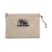 Black Tree Lake Krem Clutch Astarlı Cüzdan / El Çantası Krem