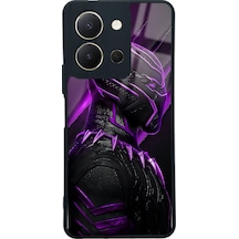 Vivo Y36 Black Panter Tasarımlı Glossy Telefon Kılıfı Çok Renkli
