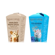 Nish Karamel Bisküvi Parçacıklı Çikolata, Blue Raspberry Aromalı Toz İçecek 2 Li Set 2x250 Gr 250 G