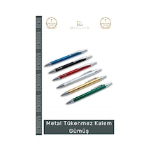 Kalem Premium Lazer Baskı Kurumsal Prestijli Modern Dayanıklı Şık Metal Tükenmez Kalem Gümüş Çok Renkli