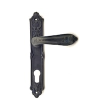 Hubrendy Kargo Antika Tarz Dekoratif Pirinç Çiçekli Yale Kapı Kolu - 240x40 Mm, Oksit