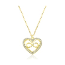 Casera's Gümüş Gold Kalp Sonsuzluk Kadın Kolye Csr2183929 Gümüş