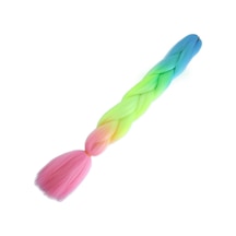 Afrika Örgülük Ombreli Sentetik 100 Gr. / Açık Mavi / Neon Sarı / Pembe - Elwm-462960 Çok Renkli
