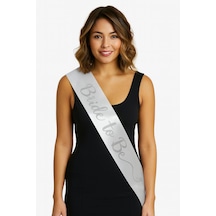 Beyaz Saten Üzerine El Yazısı İtalik Gümüş Bride To Be Kuşağı 10 Cm Genişlik Diğer