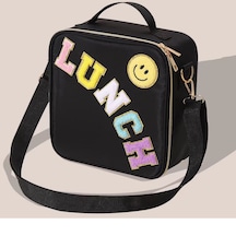 İşlemeli Mektup Yalıtımlı Öğle Yemeği Çantası-siyah