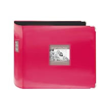 Pioneer T-12jf/c 12"x12" Jumbo Dikişli Suni Deri Metal Köşe 3 Halkalı Bağlayıcı Karalama Defteri, Parlak Pembe