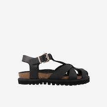 Black Sandalet Kadın G106775 Genuins Howea Embossed Leather Dark siyah
