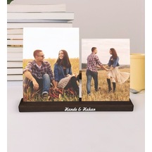 Kişiye Özel 2 Fotoğraflı Ahşap Stand