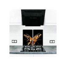 Cam Ocak Koruyucu ve Kesim Tablası Altın Zambak (60cm x 52cm) 2